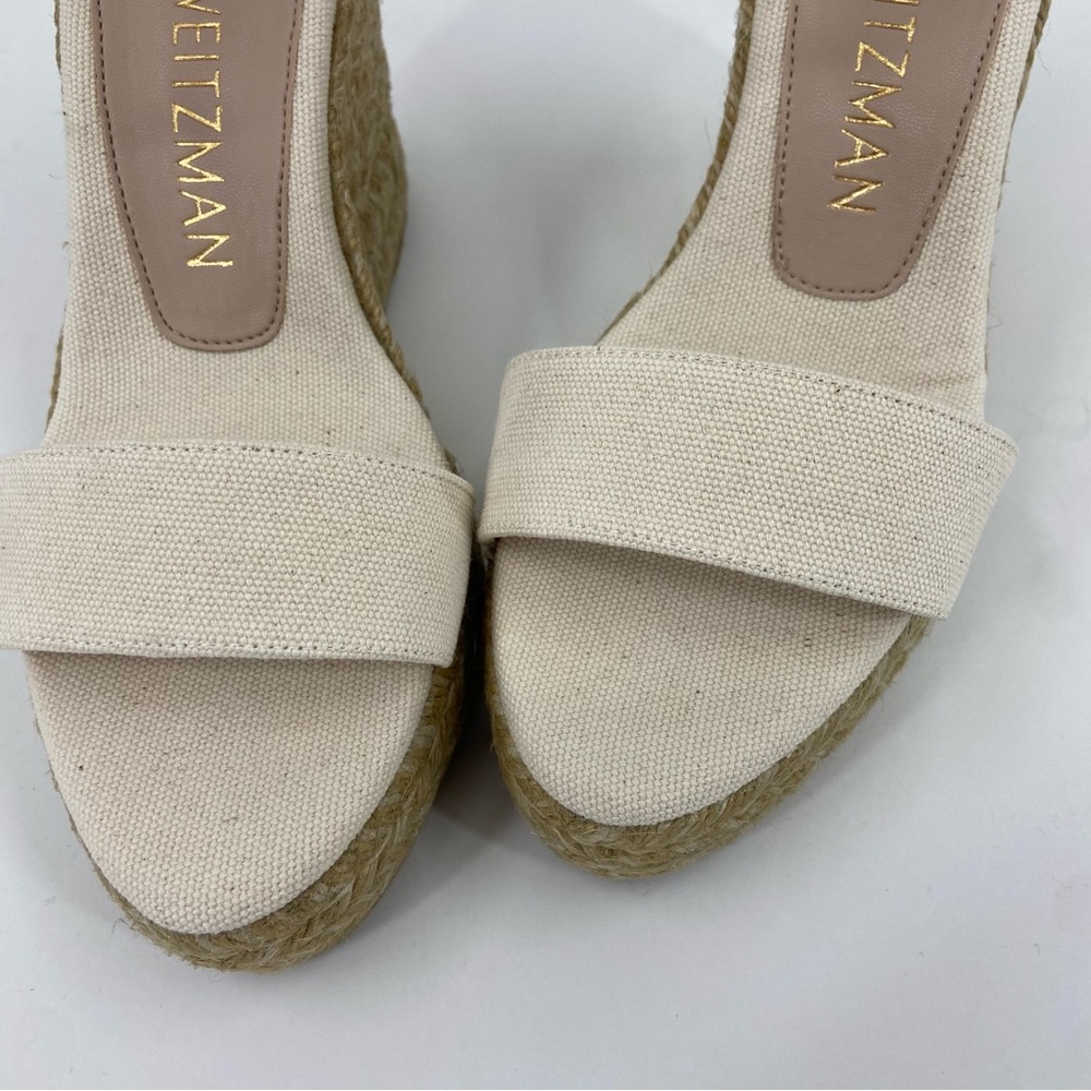 Stuart Weitzman Floria Wedge Platform Espadrille Sandals in Natural Wide Sizes - Picture 7 of 14